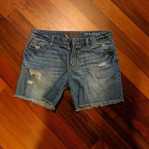 Distressed cutoff jean shorts
